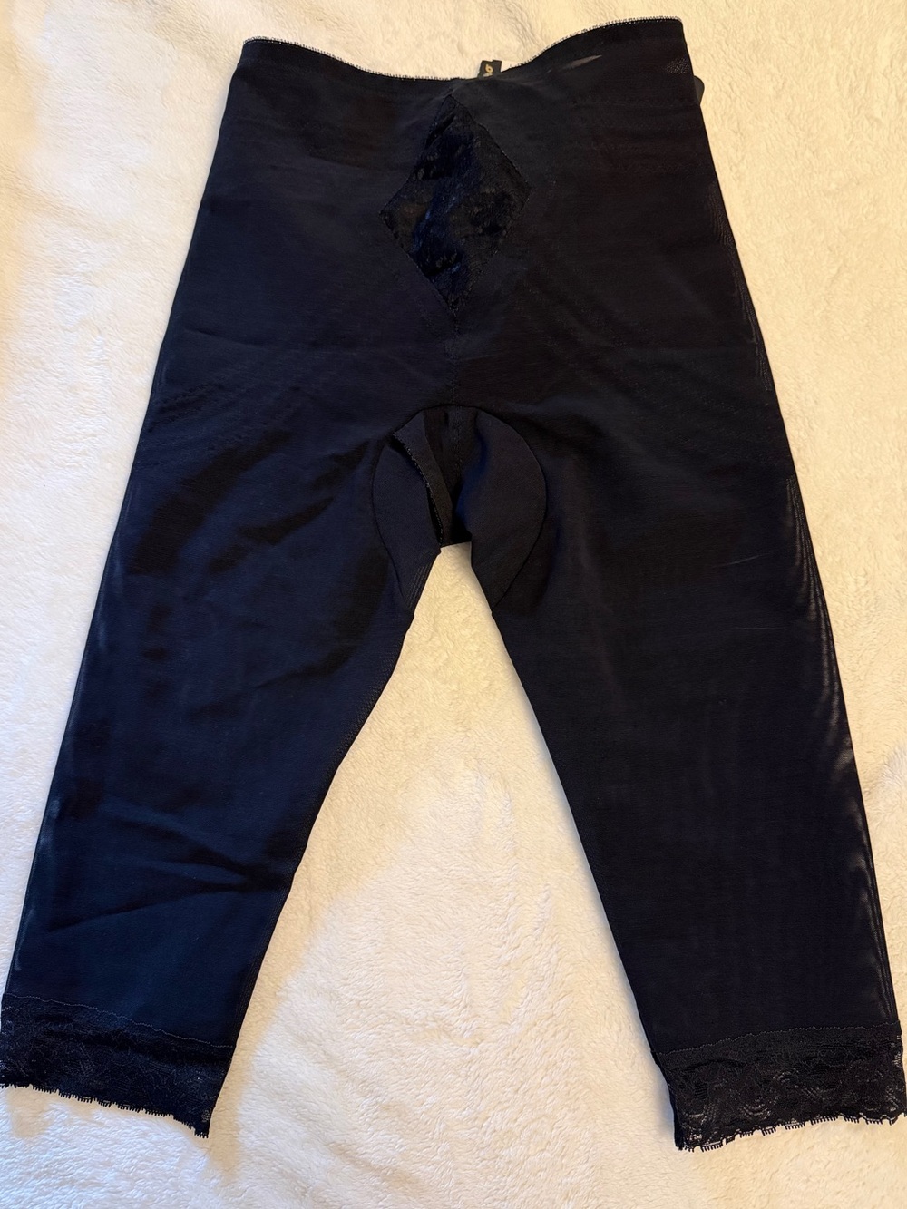 Rago Shapewear Lace Trim Capri Shaper Pants Black Plus Size 2X  Retro Coquette